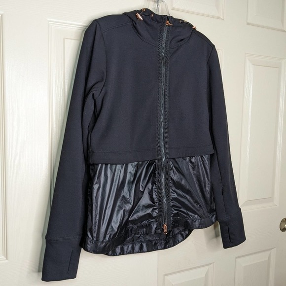Athleta Windy Point Jacket Small Black Hoodie Full Zipper Windbreaker - Picture 4 of 15